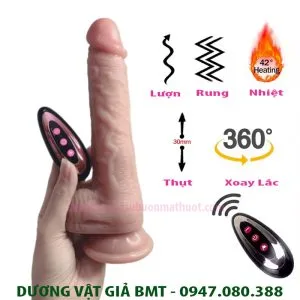 Dương vật giả điều khiển rung thụt tỏa nhiệt BMT